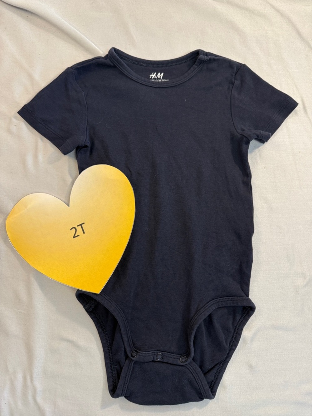 H&M - Dark Blue Kids Short sleeve Organic Cotton Bodysuit onesie